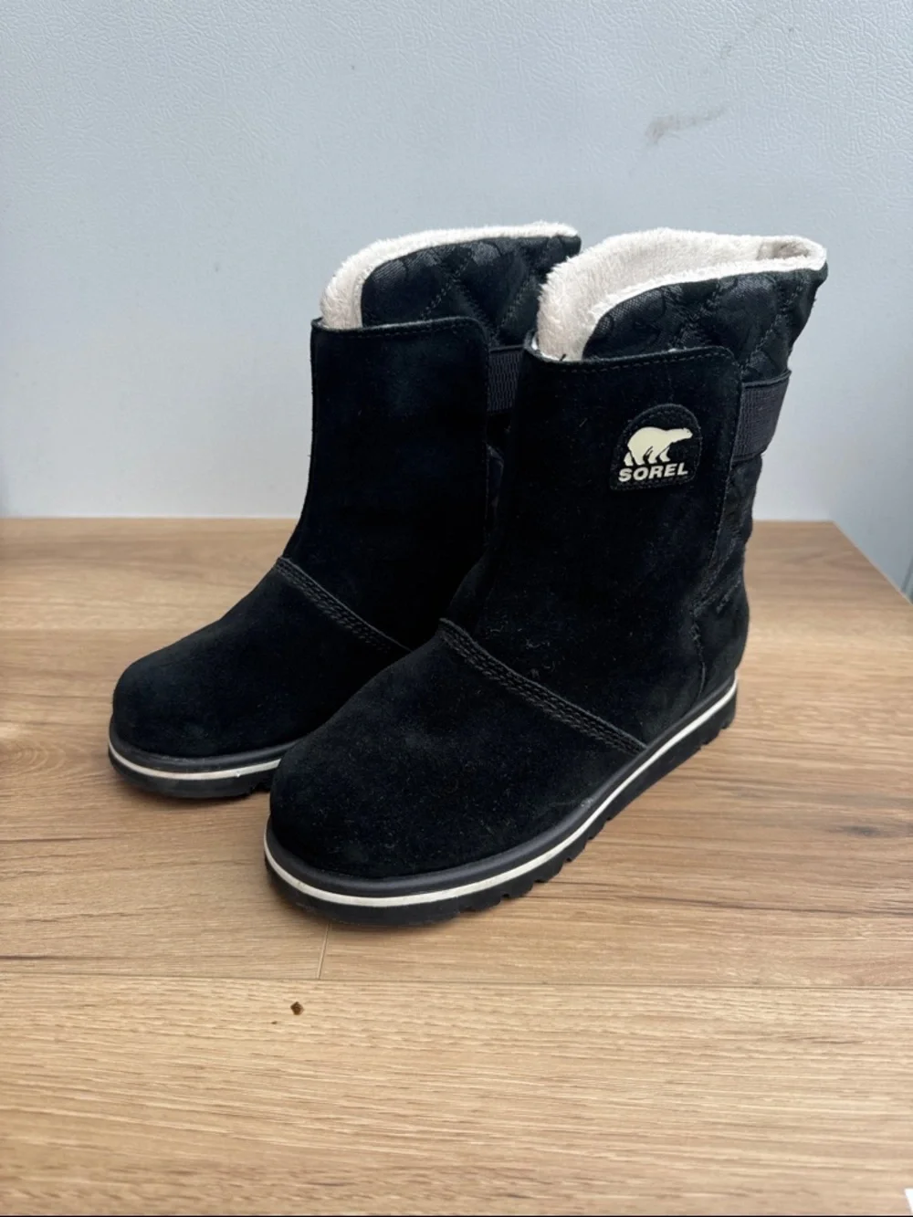 Sorel Black Suede Shearling-Trim Winter Boot
